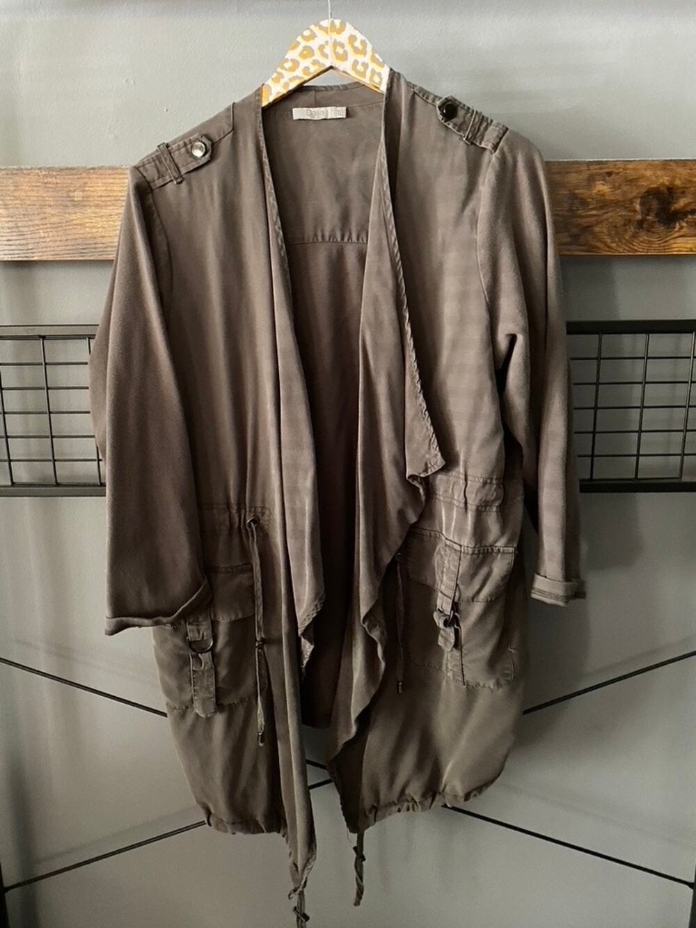 Dalia Green Waterfall Front Shirt Jacket | 1X